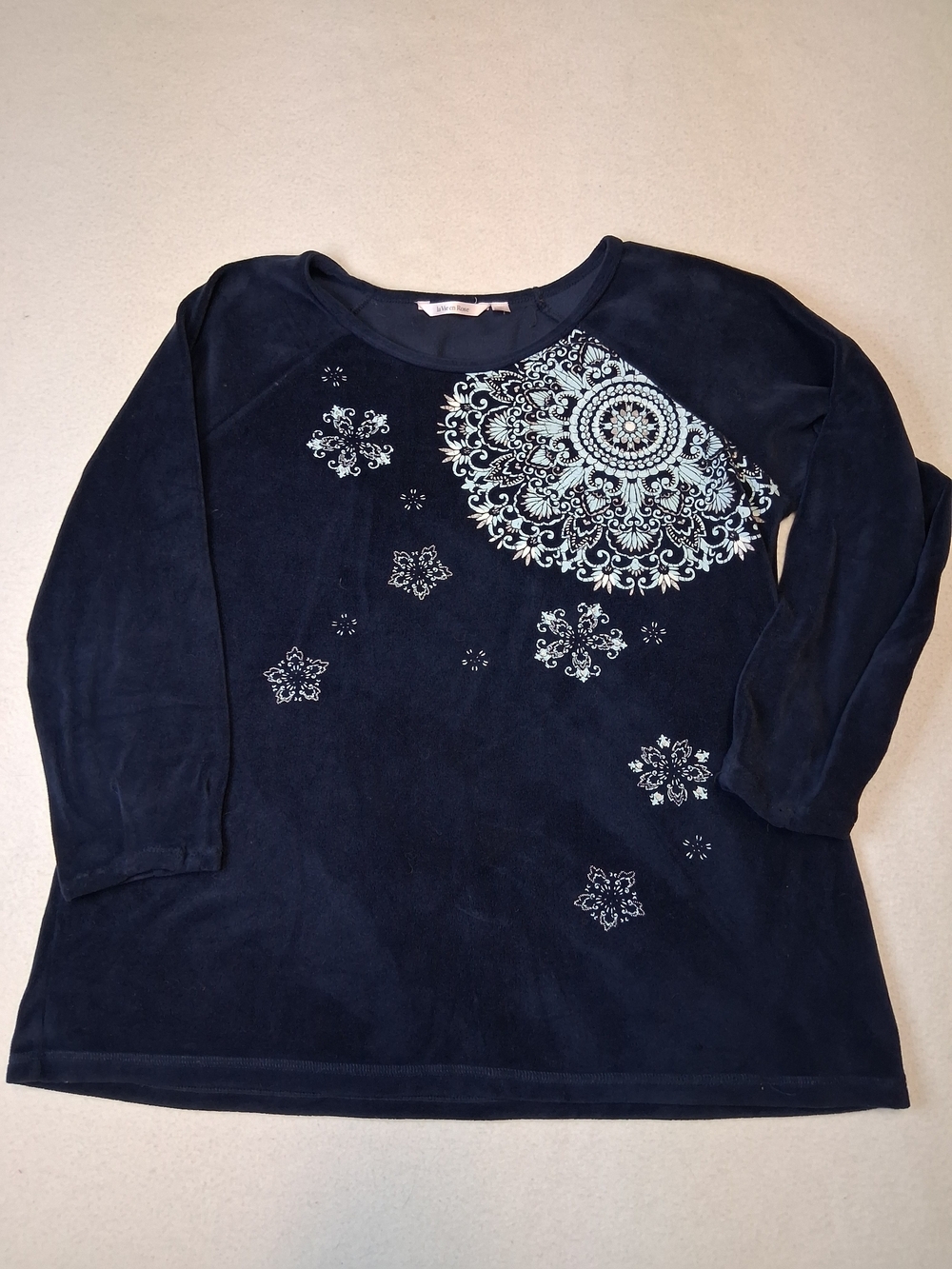 4/20$ La Vie En Rose Navy and Light Blue Long-Sleeve Pajama Top
